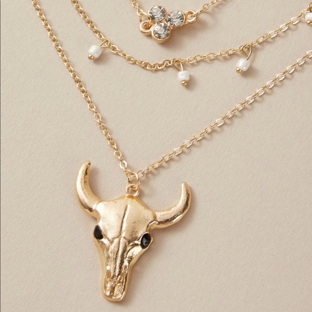🆕 Boho Skull Layered Necklace - Picture 3 of 4